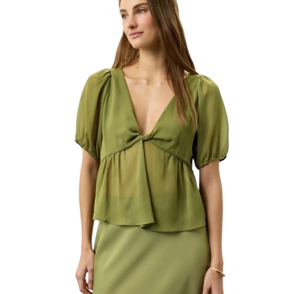 Jason Wu- Elegant Green Sheer Women's Top Size 6